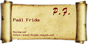 Paál Frida névjegykártya